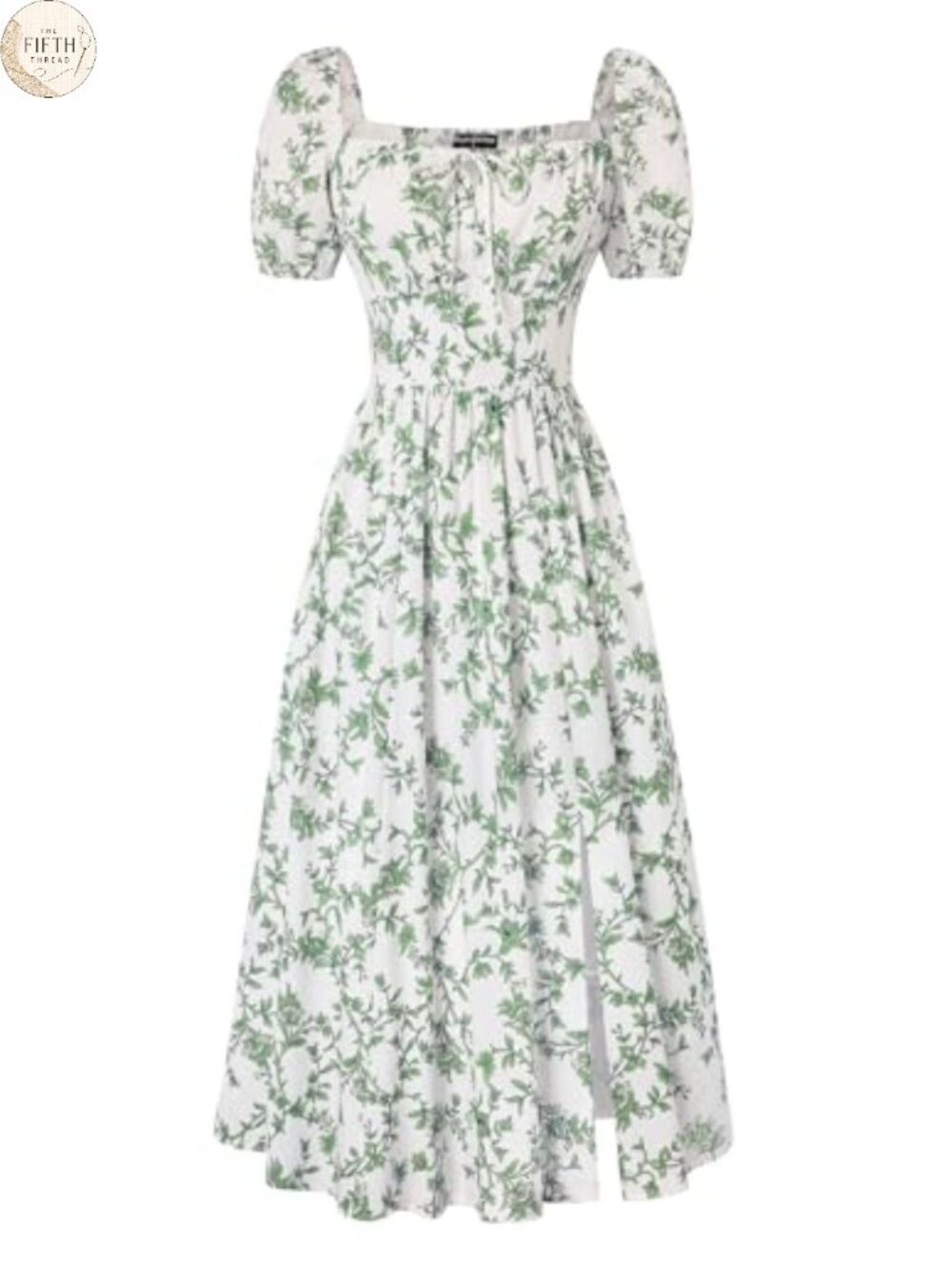 Scarlet Darkness Floral Corset Midi Dress with Pockets Puff Sleeve Split